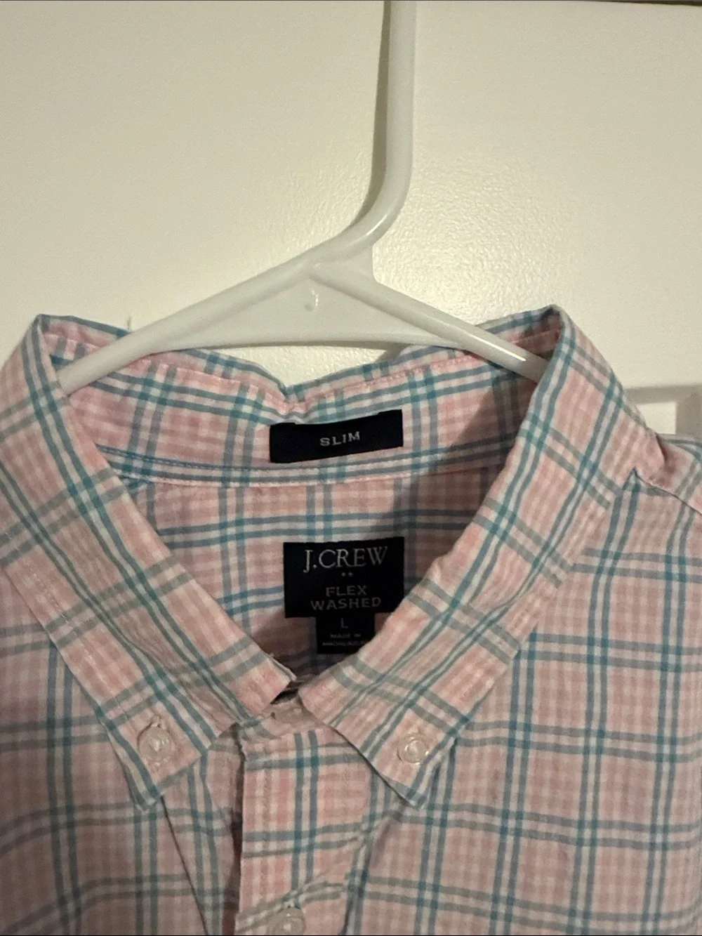 J. Crew Pink and Blue Plaid Button-Down Shirt